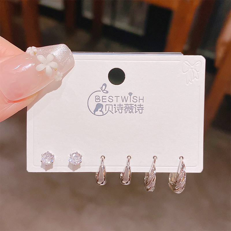 2025 new smooth geometric round zircon circle ear cuffs, simple earring hoop accessories