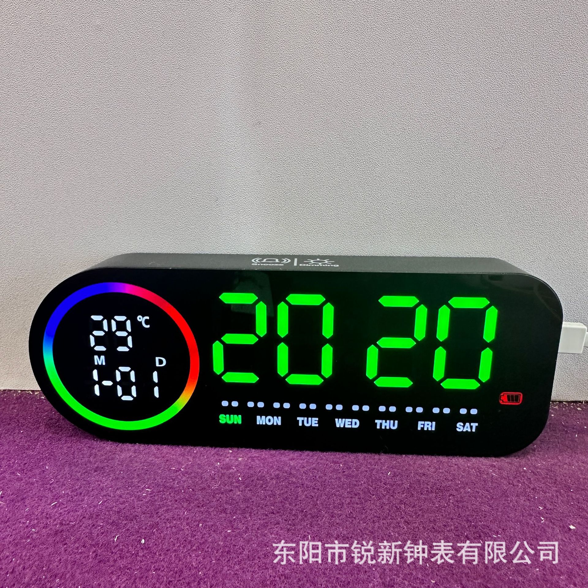 Aperture clock simple large screen LED electronic clock with date two groups alarm clock 2708