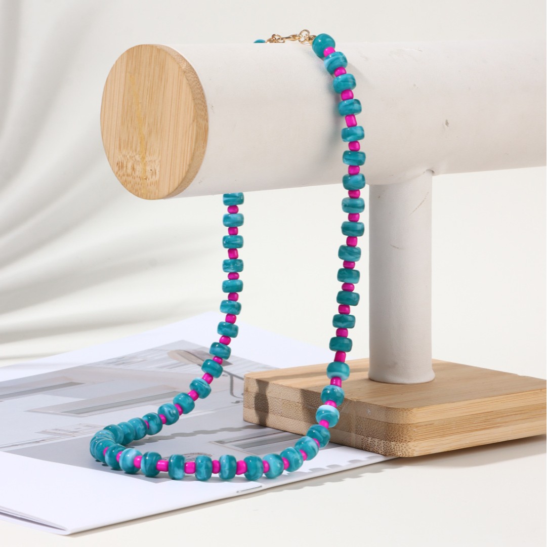 Colorful Natural Stone Abacus Bead Candy Color Round Bead Beaded Necklace