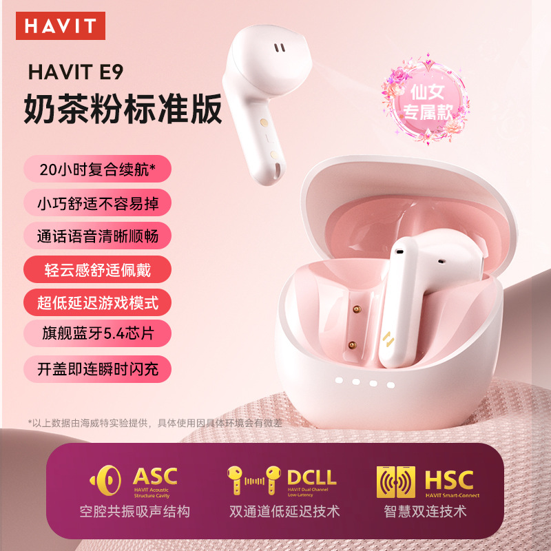 havit E9 Bluetooth Earphones Semi-in-ear Ultra-long Battery Life ENC Noise Cancellation Bluetooth Earphones Large Capacity
