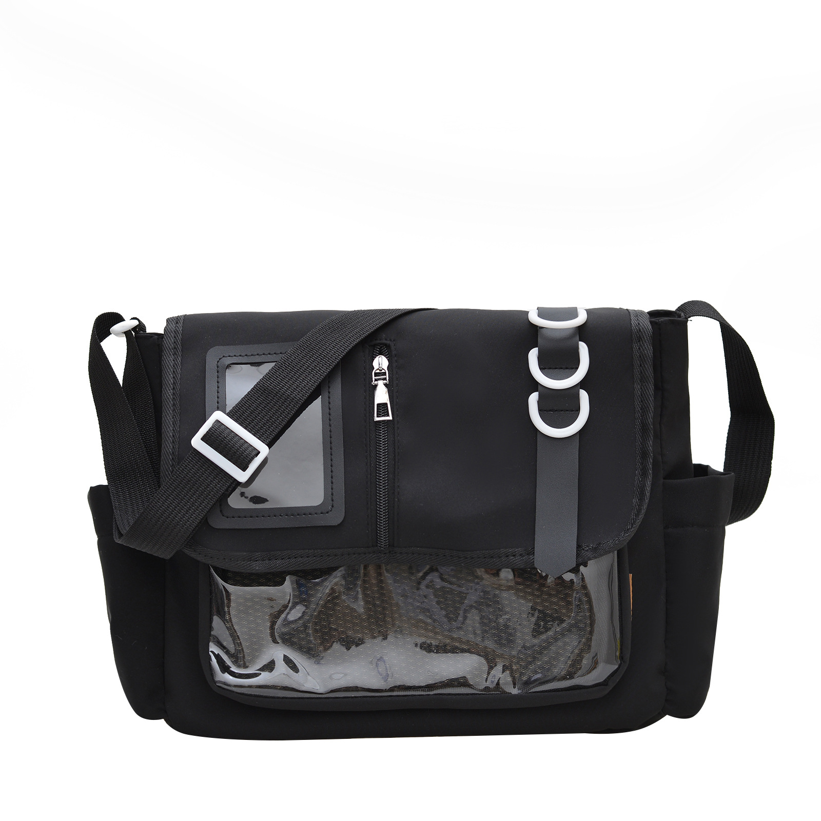 Large capacity simple women cute messenger bag transparent splicing pain bag student dopamine crossbody bag
