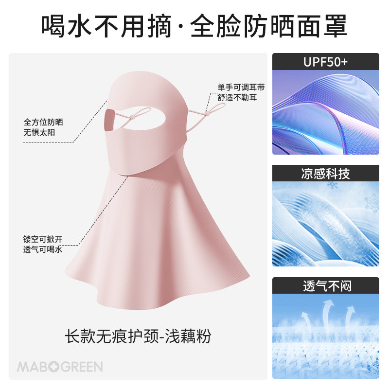 Drinkable Sun Protection Face Mask for Women UV Protection Facekini 6 New Neck Integrated Ice Silk Mask