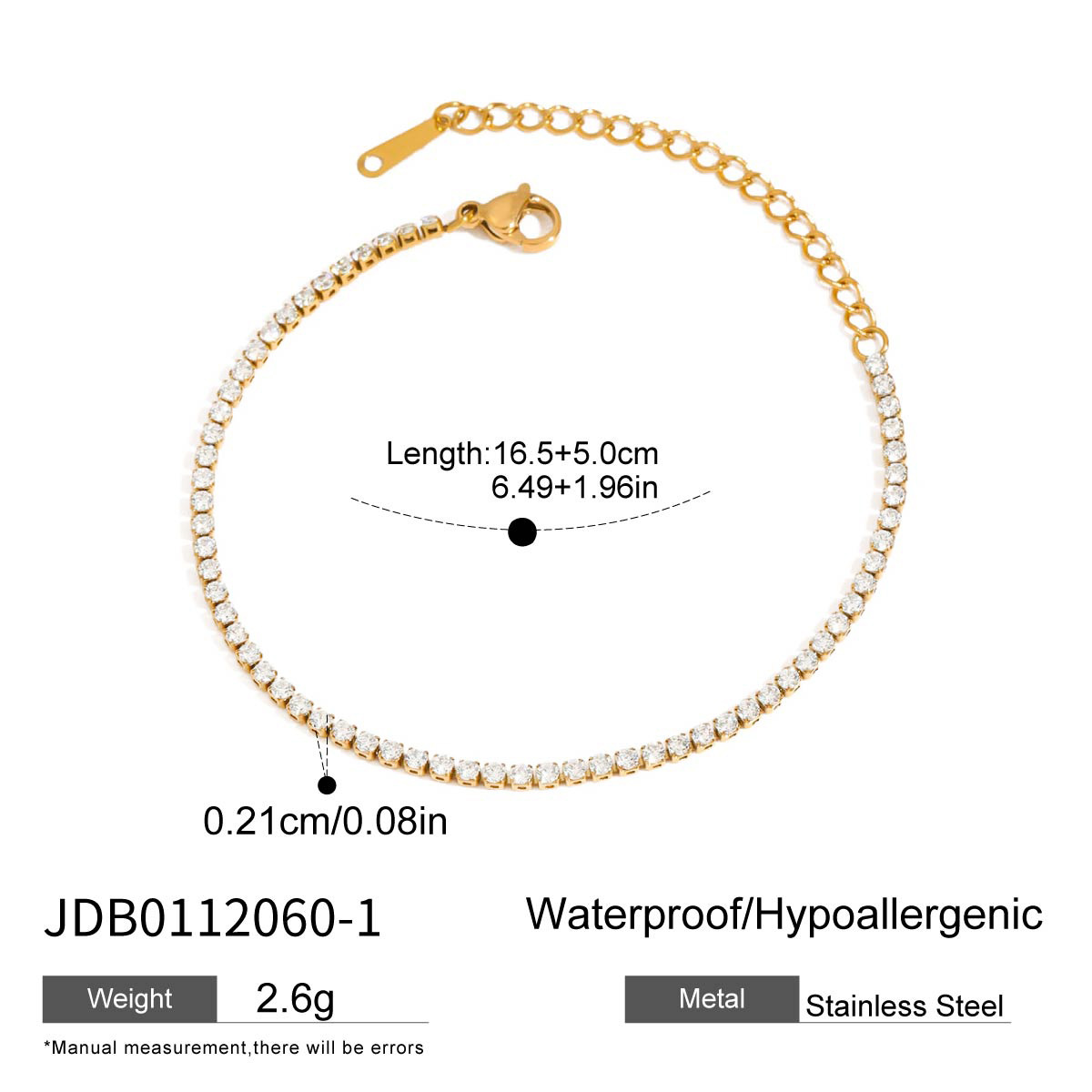Jieding titanium steel accessories stainless steel stacking bracelet tennis chain niche bracelet