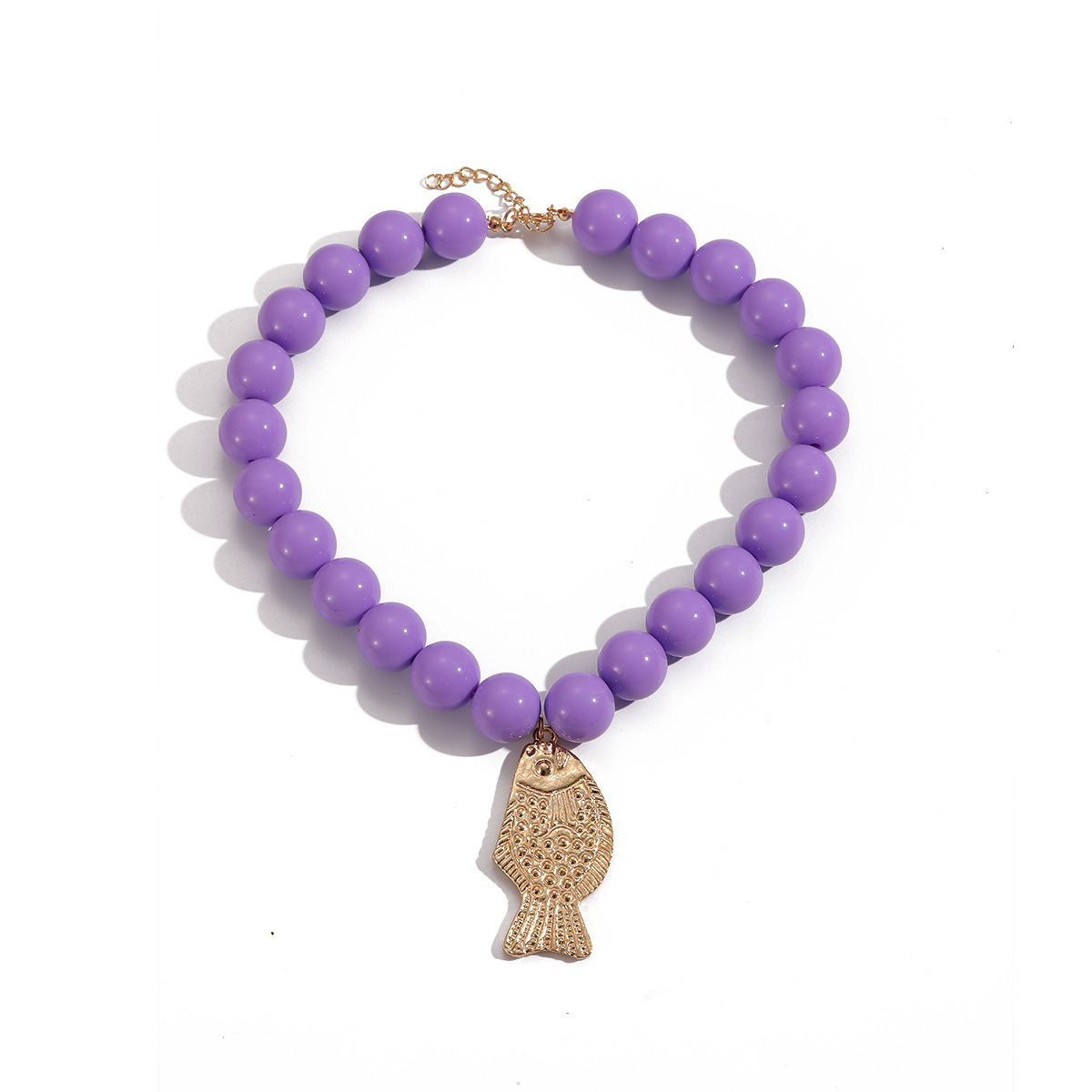 Ocean beach natural vacation style handmade beaded fish pendant necklace for women bohemian style accessories