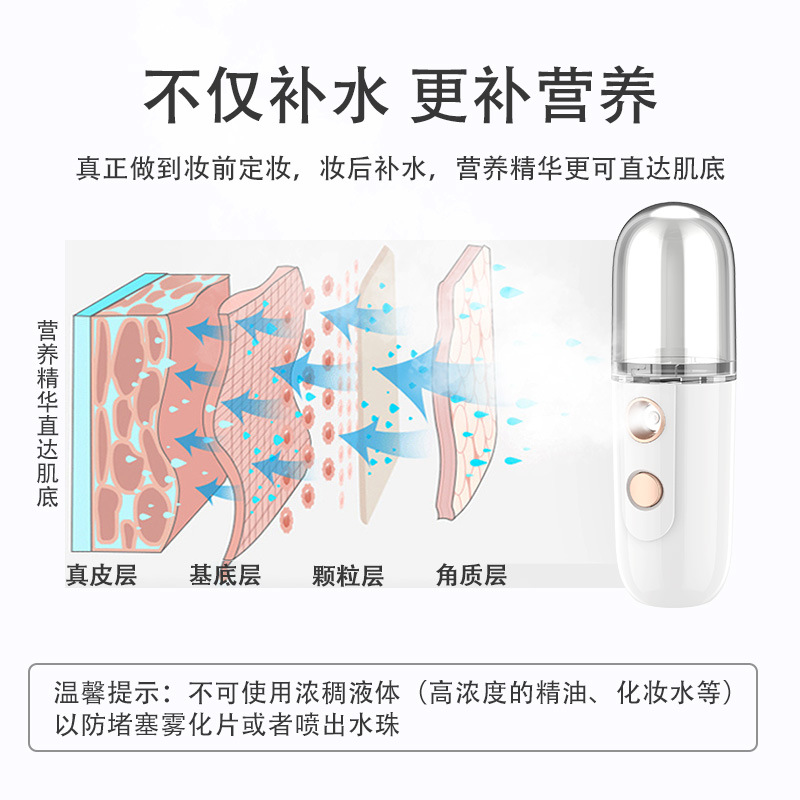 New Fine Molecule Hydrating Spray Device Facial Steamer Humidifier 30ML Large Water Tank Large Capacity