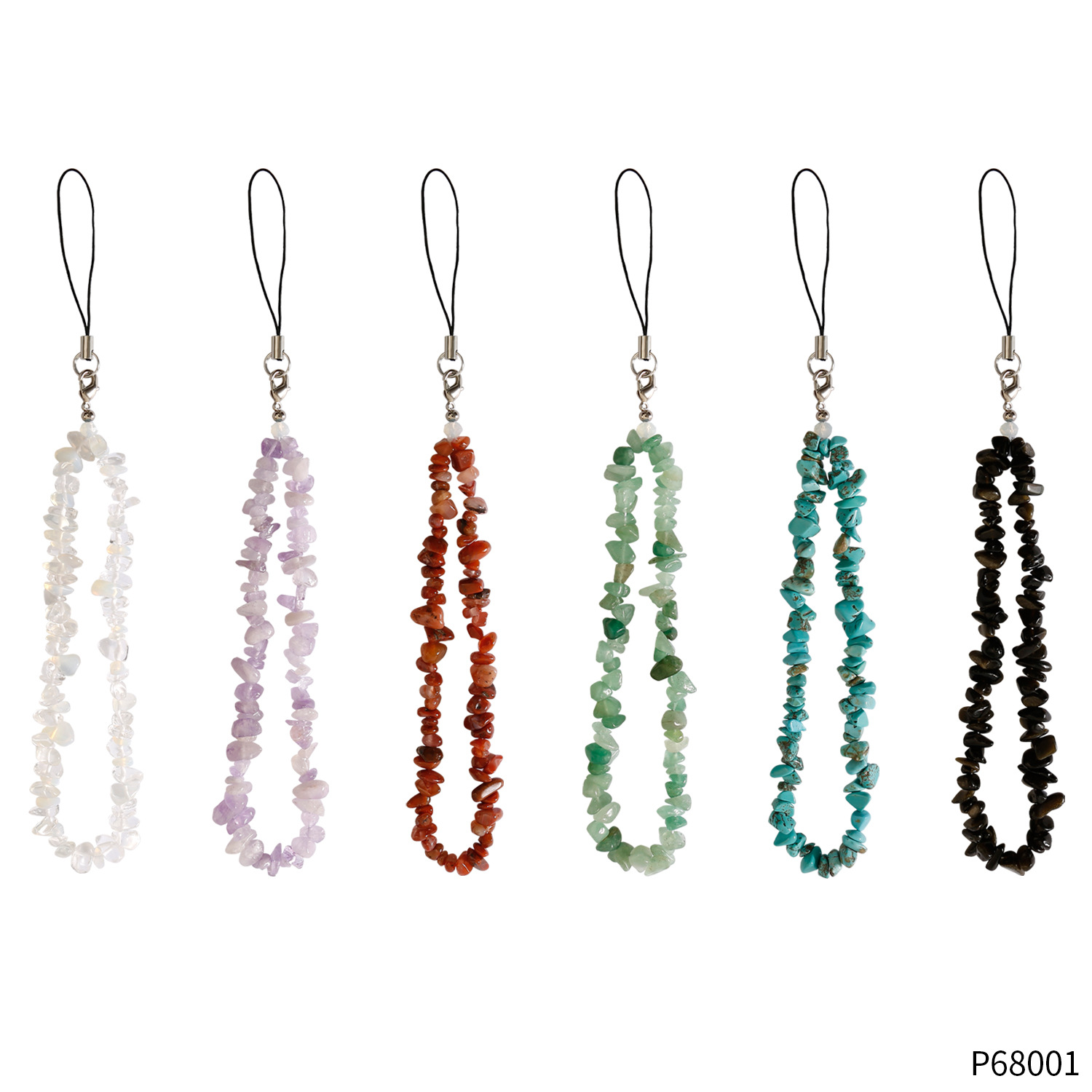 Natural Crystal Phone Lanyard Stone DIY Pink Crushed Stone Phone Case Portable Chain
