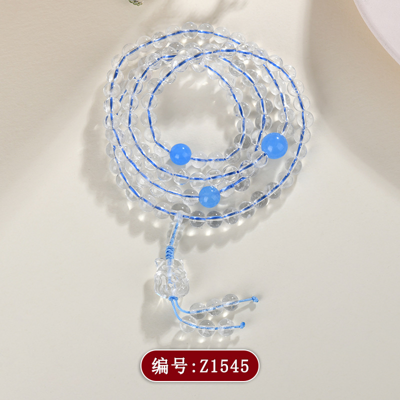 Natural White Crystal 108 Beads Multi-loop Bracelet Necklace Cultural Creative National Bracelet Unisex New Prayer Beads