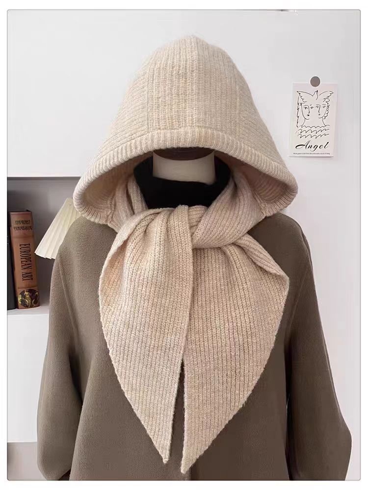 Export~Balaclava hat scarf integrated ear-protecting wool knitted wool hat women warm