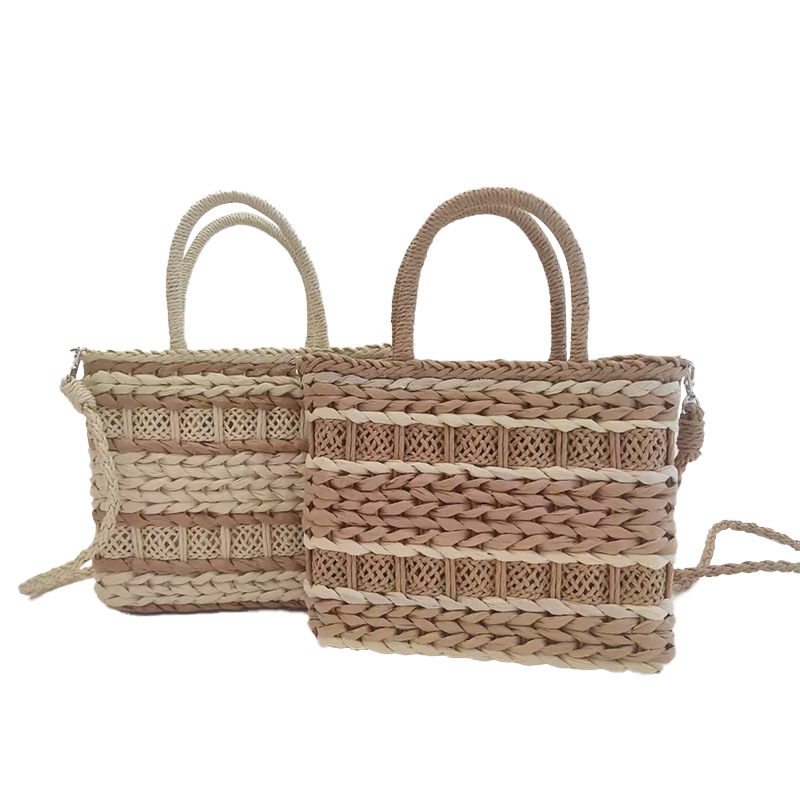New crossbody striped woven bag casual crossbody bag handbag straw woven basket simple lightweight