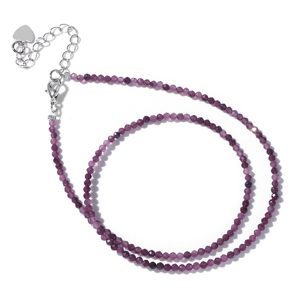 2mm stone bead thin necklace unisex simple single layer multi-color best friend gift collarbone chain