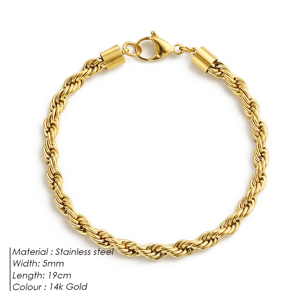 eManco New Twist Chain Bracelet Women Hip Hop Punk Gold Stainless Steel Bracelet Gold Plated Hand Jewelry Accessories