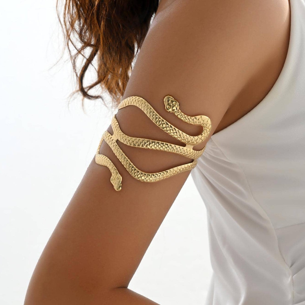 Baroque Street Snap Arm Ring Note Multi-Layer Bangle Metal Open Bracelet Arm Band