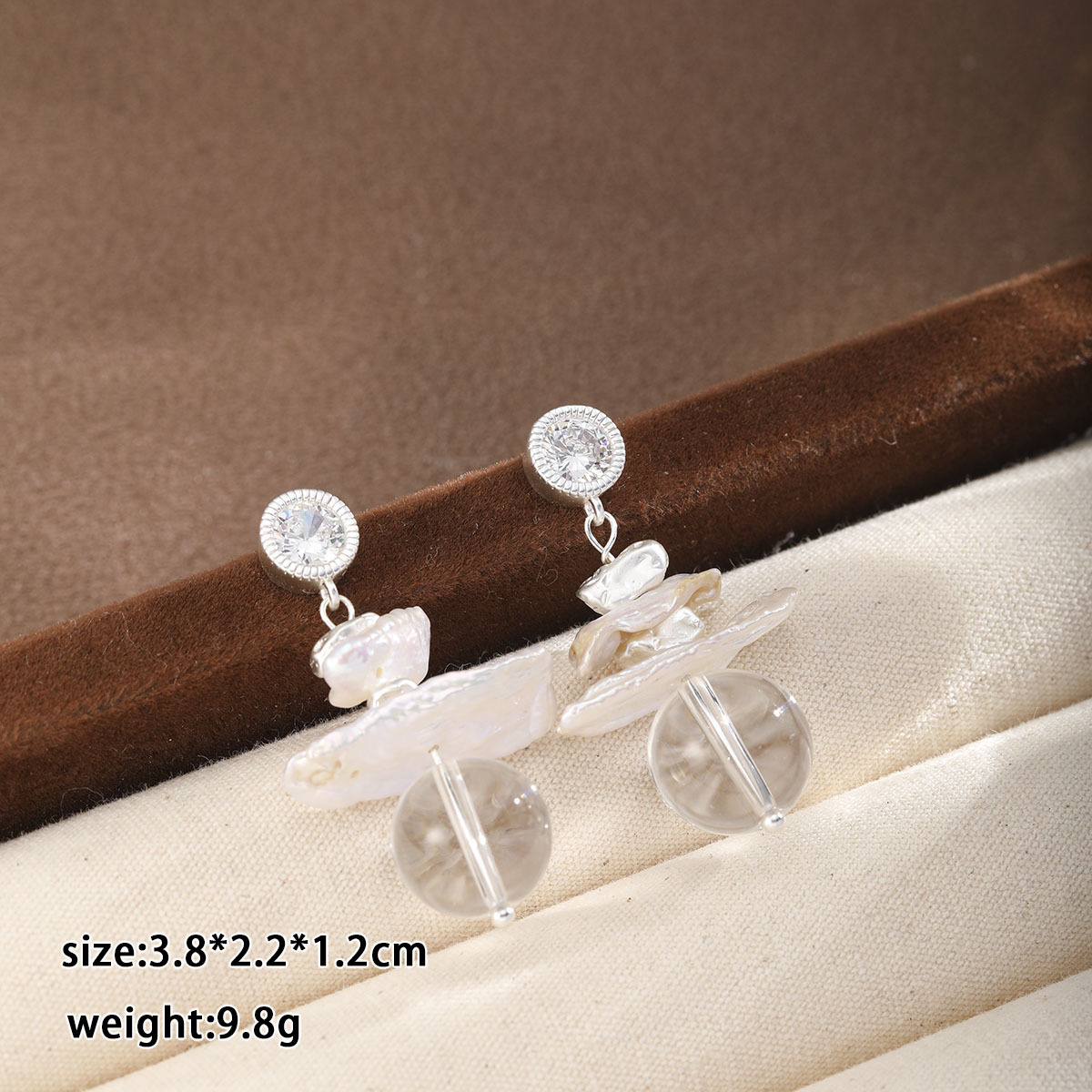 NALA Shell Crystal Earrings Women S925 Silver Needle Commute Earrings