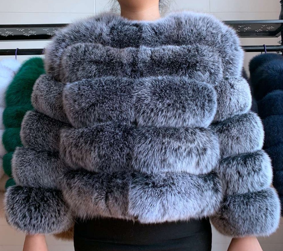 Fur imitation fox fur faux fur jacket women's short long sleeve faux fur artificial fur jacket
