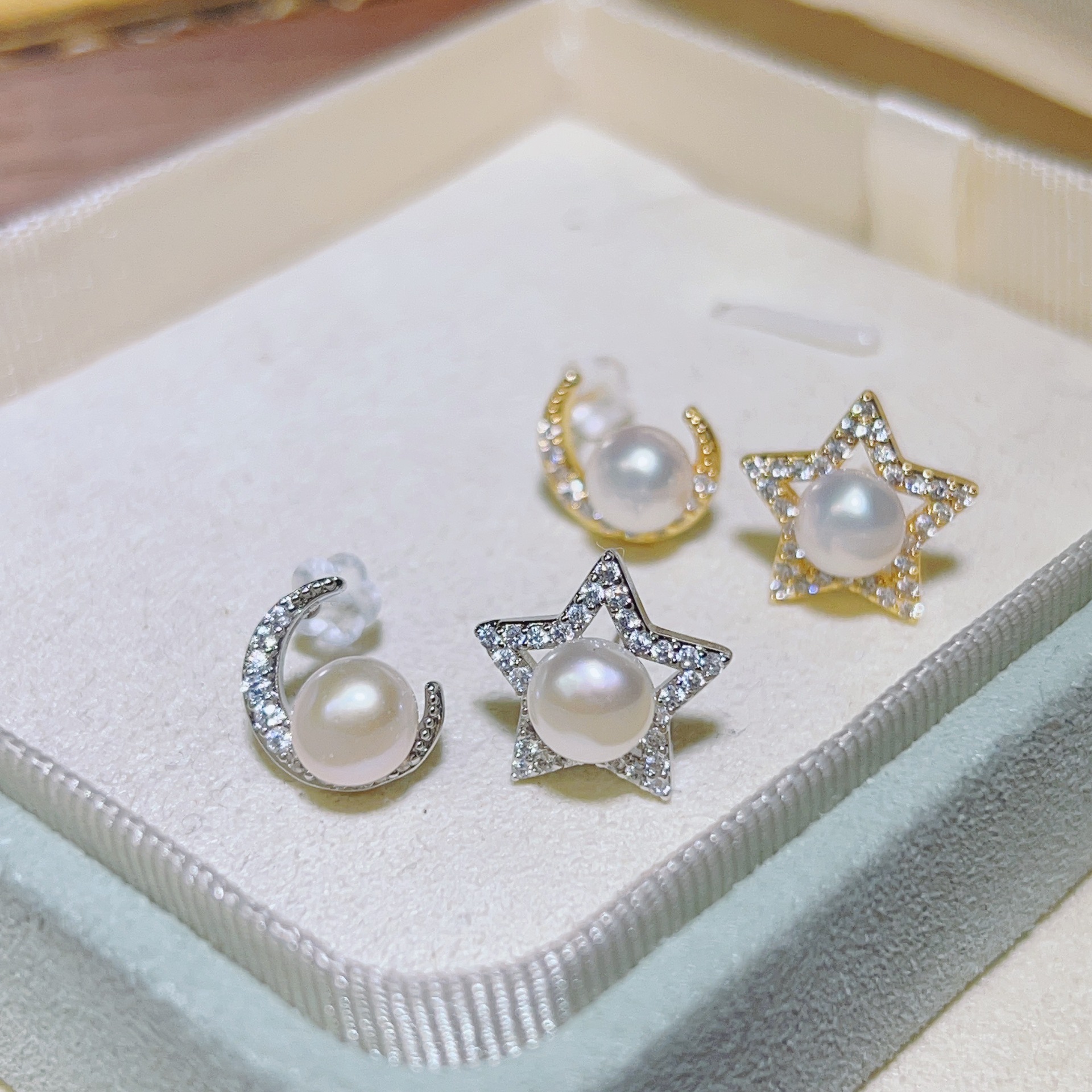 DIY Pearl Empty Mount Earring Accessories 18K Gold-Filled Copper Thick Gold Shell Earrings Semi-Finished Accessories