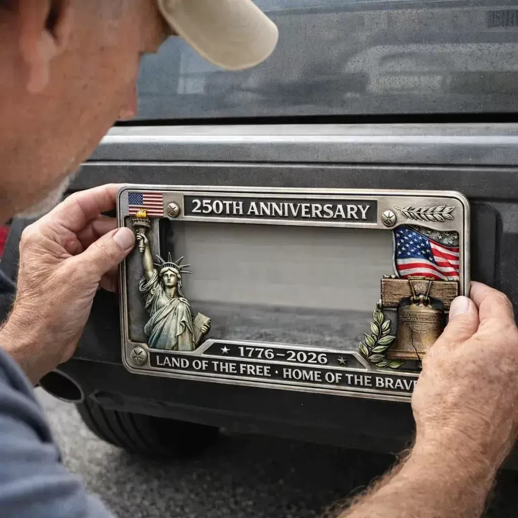 250th Anniversary License Plate Frame US Independence Day Metal Craft Decorative Ornament