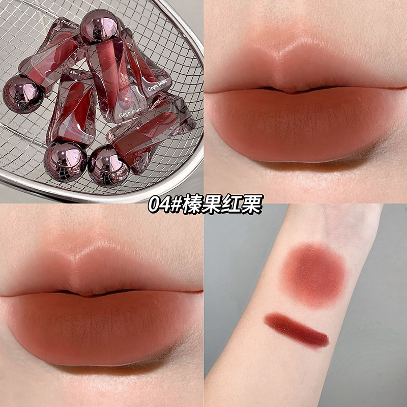 Gege Bear Soft Light Mousse Lip Mud Velvet Soft Matte Matte Autumn and Winter Atmosphere Whitening Lip Glaze Cross-Border Beauty Makeup