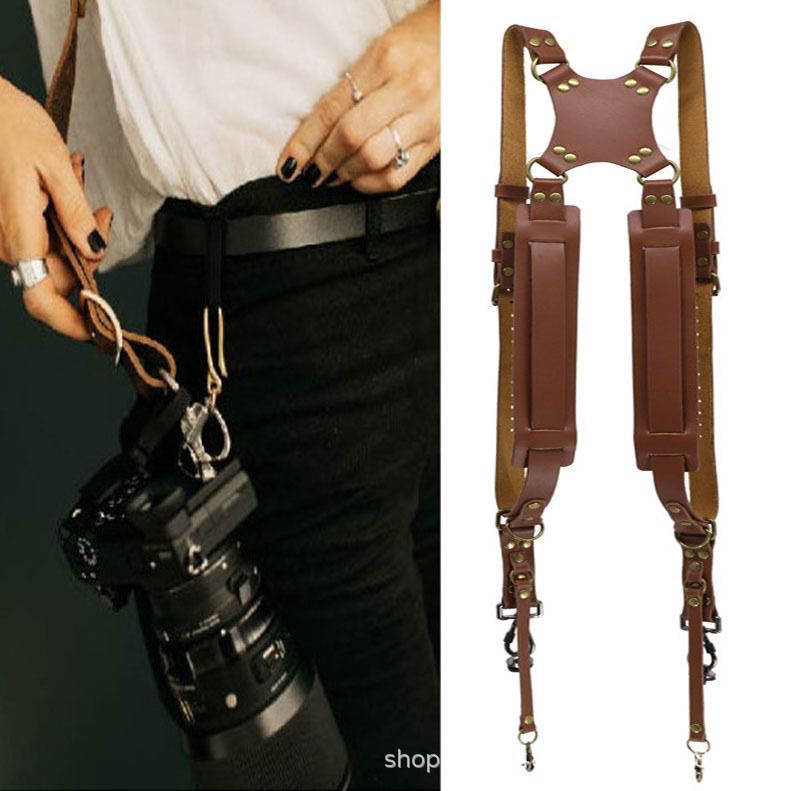 New camera shoulder strap digital accessories cowhide double shoulder strap SLR camera outdoor shoulder strap accessories