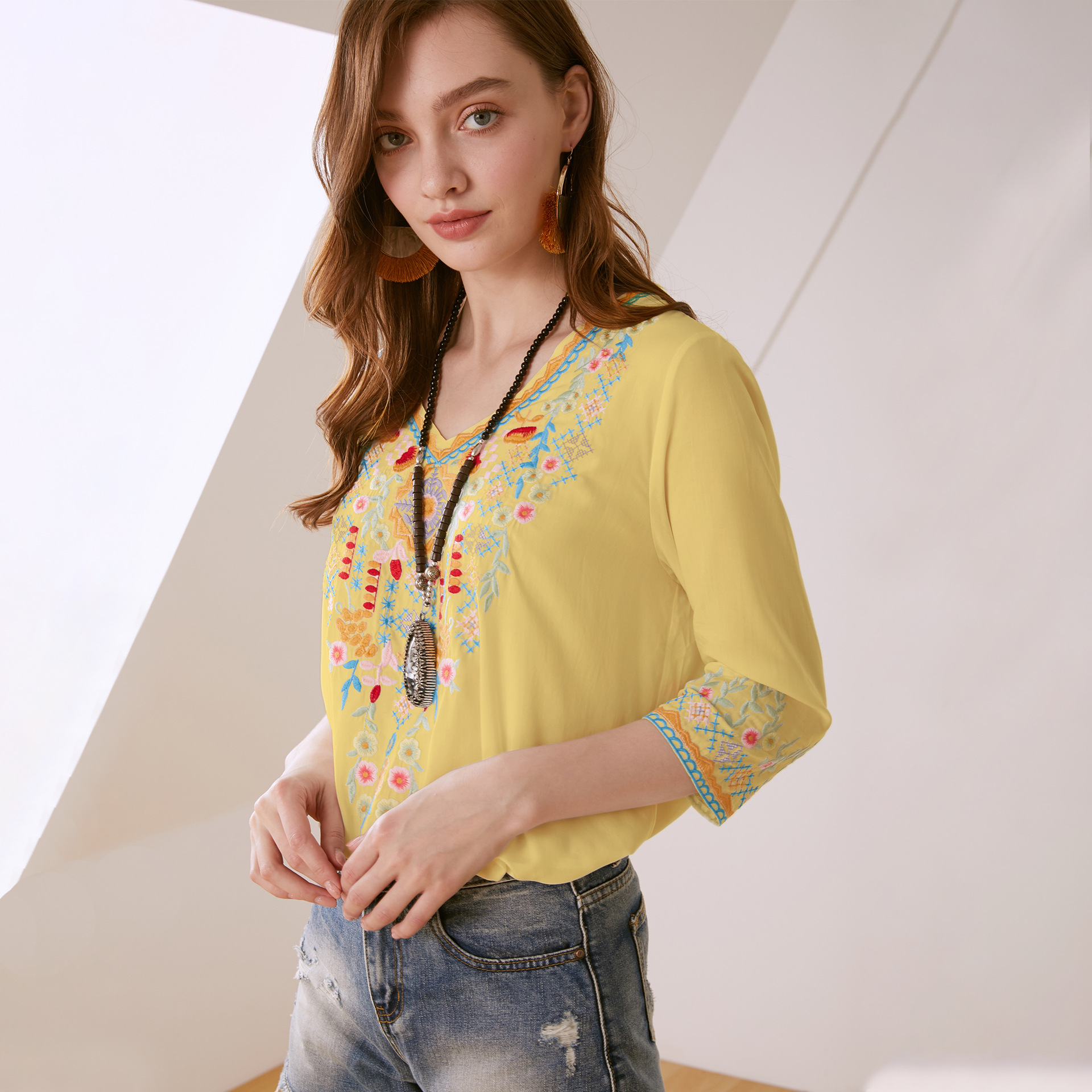 Spring/Summer 2026 Women's New Embroidered Loose-Fit Shirt for Overseas