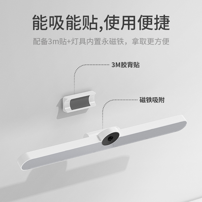 LED desk lamp eye-protection lamp bedroom desk rechargeable human body induction cabinet lamp magnetic portable night light dimmable