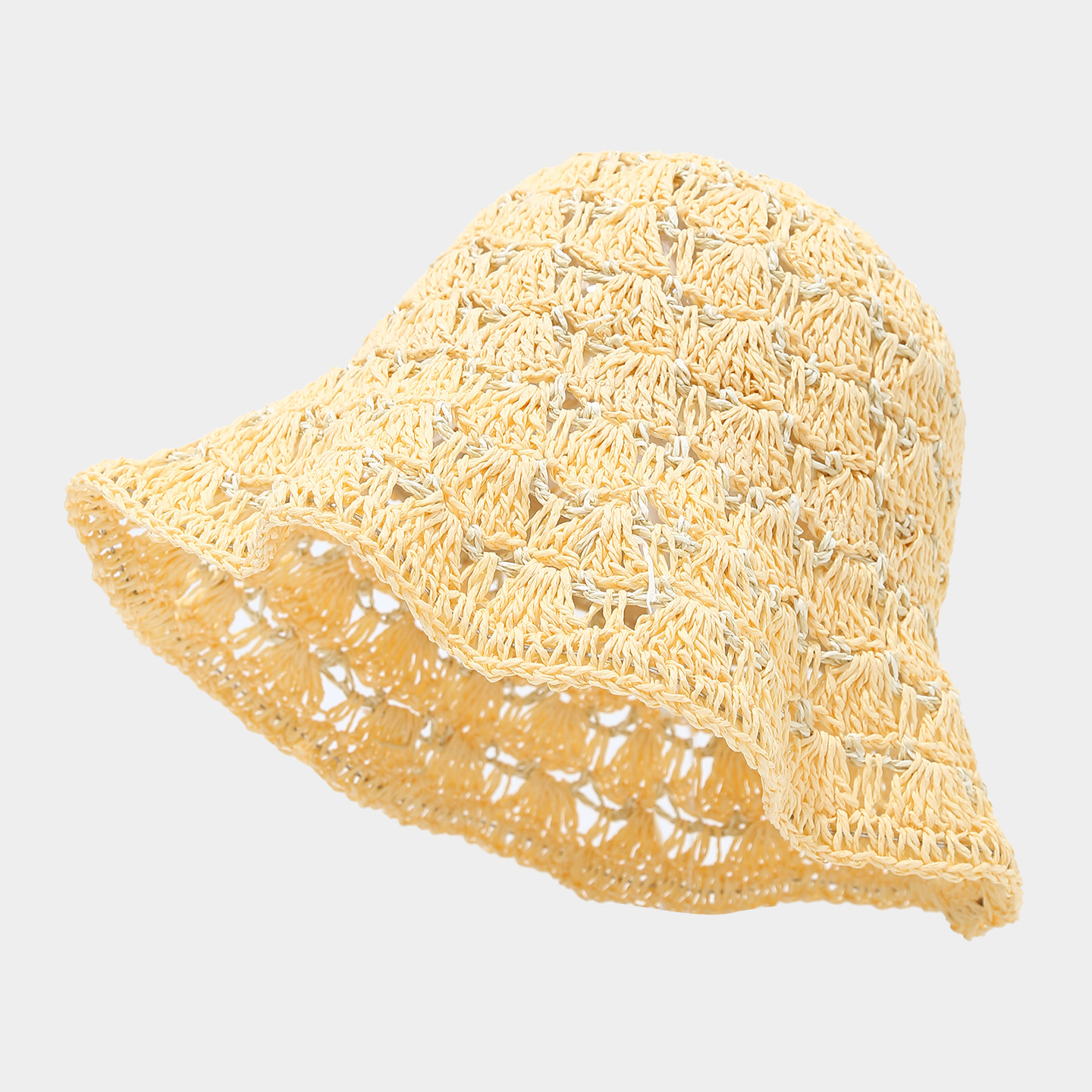 Spring/Summer Crocheted Breathable Woven Moldable Basin Hat for Women, Beach Vacation Casual Sun Straw Hat