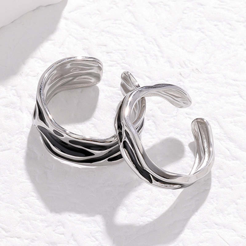 Stainless steel couple ring drip oil titanium steel open couple ring ring accessories