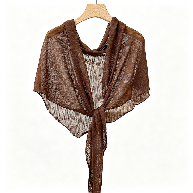 Spring and summer thin bamboo knot cotton triangle shawl Tencel linen blend air-conditioned cardigan outer scarf
