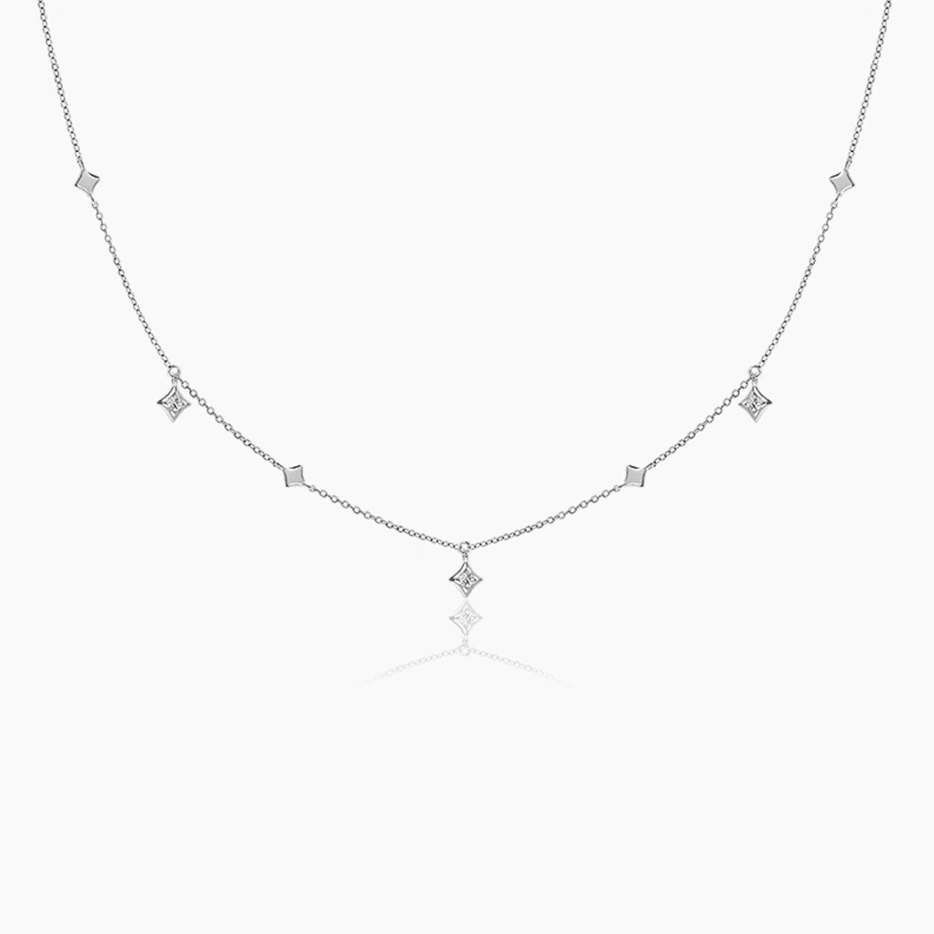 Exclusive Starry Sky Necklace Women Four-Pointed Star Collarbone Chain Sweater Chain