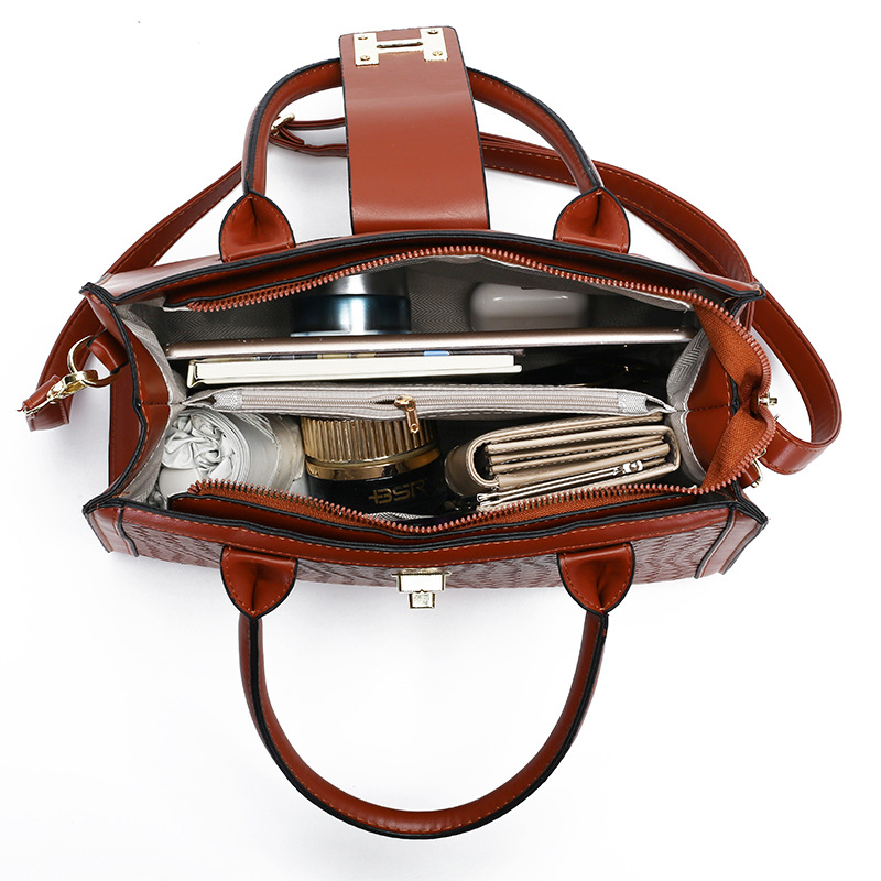 Multi-piece Set Mother-child Bag Women's 2025 New Large Capacity Shoulder Handbag Woven Texture Handbag Handbg