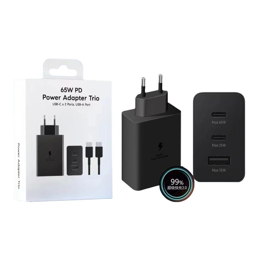 Applicable Samsung 65W Charger European Standard Charging Head USB American Standard Fast Charging Head Mobile Flash Charging Original