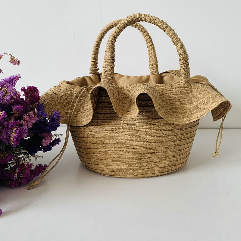 Bali paper rope woven beach bag, women's handbag, straw woven bag, lotus leaf beach bag, straw woven bag