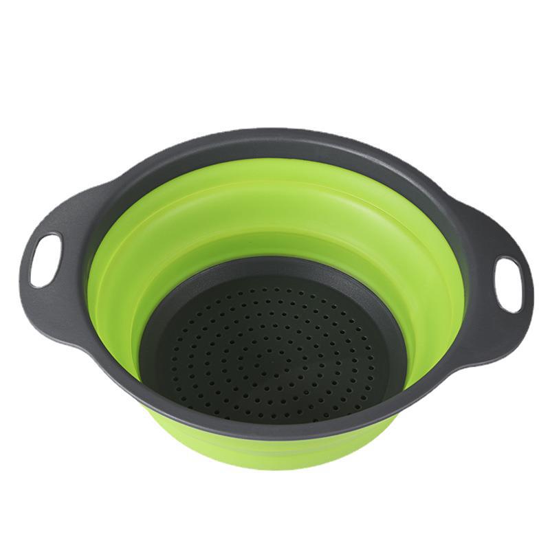 Silicone Foldable Colander Basket Round Folding Drain Basket Kitchen Tool Easy to Store Set Household Basket