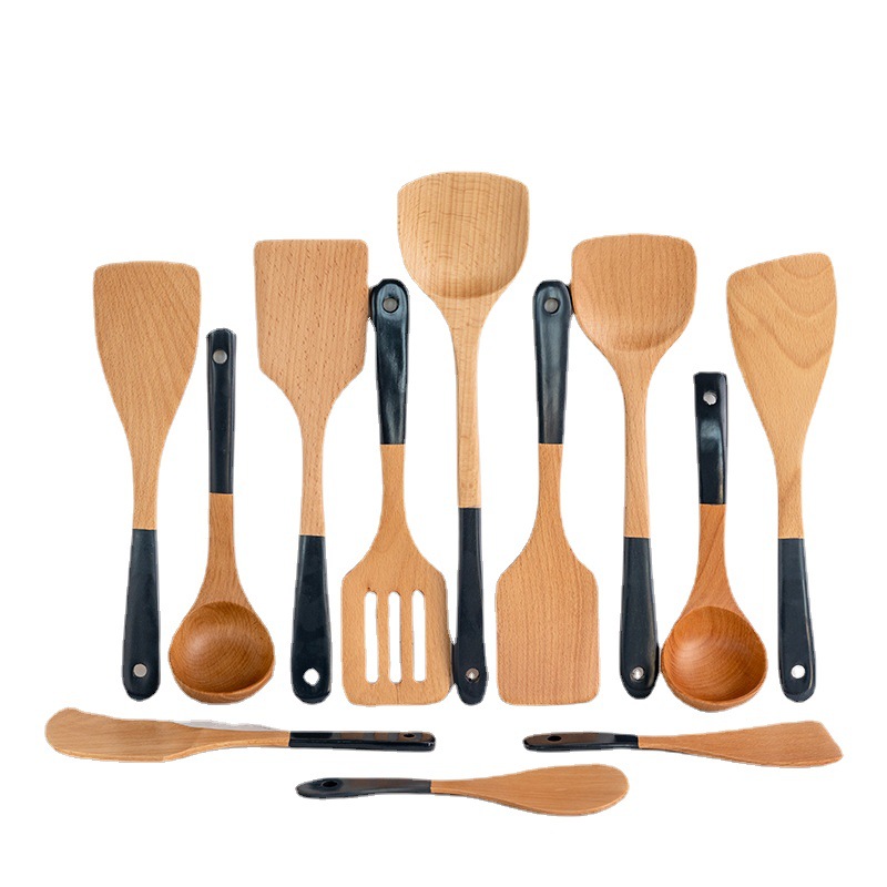 Lacquer Handle Long Handle Wooden Spatula Home Large Soup Spoon Wooden Spatula Stir-fry Spatula Kitchen Tool Non-stick Pan Large Spatula