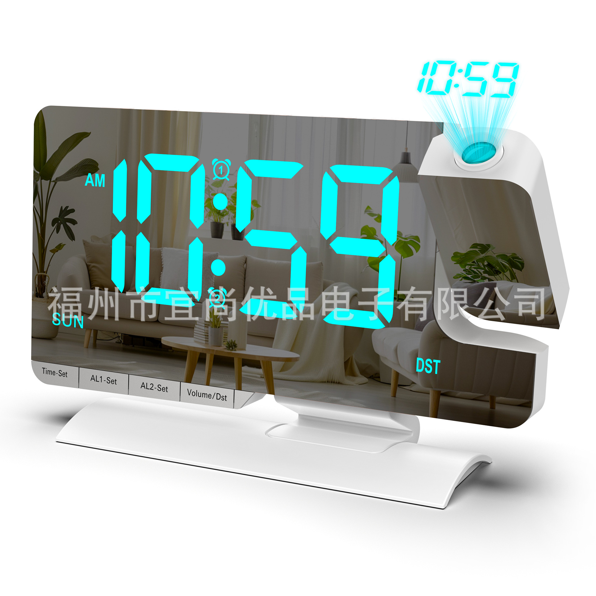 2026 New Large Screen LED Projection Clock Daylight Saving Time Desktop Electronic Clock Week Workday Dual Alarm Clock