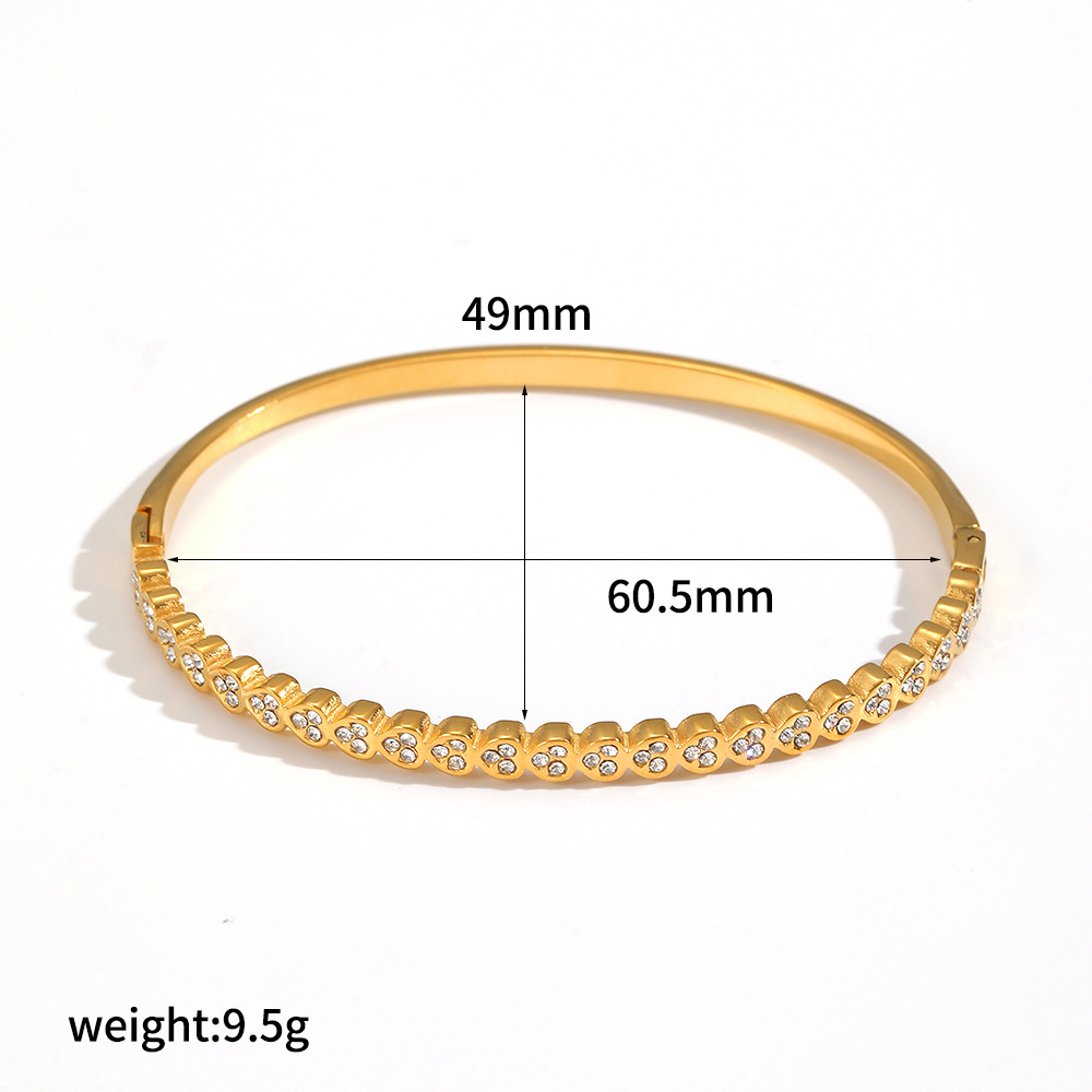 Titanium steel bracelet six-pointed star buckle bracelet women 18k gold plated stainless steel inlaid zircon ring
