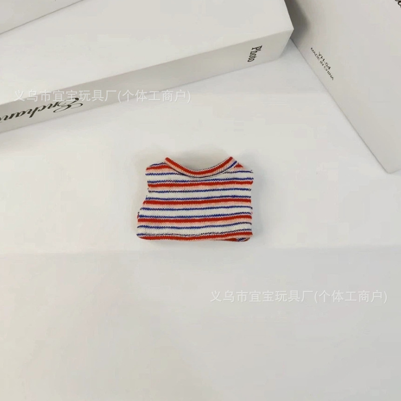 New Long Leg Kitty Clothes Summer Striped Vest T10cm Cotton Doll Short Sleeve Shorts Crying Doll Plush Toy