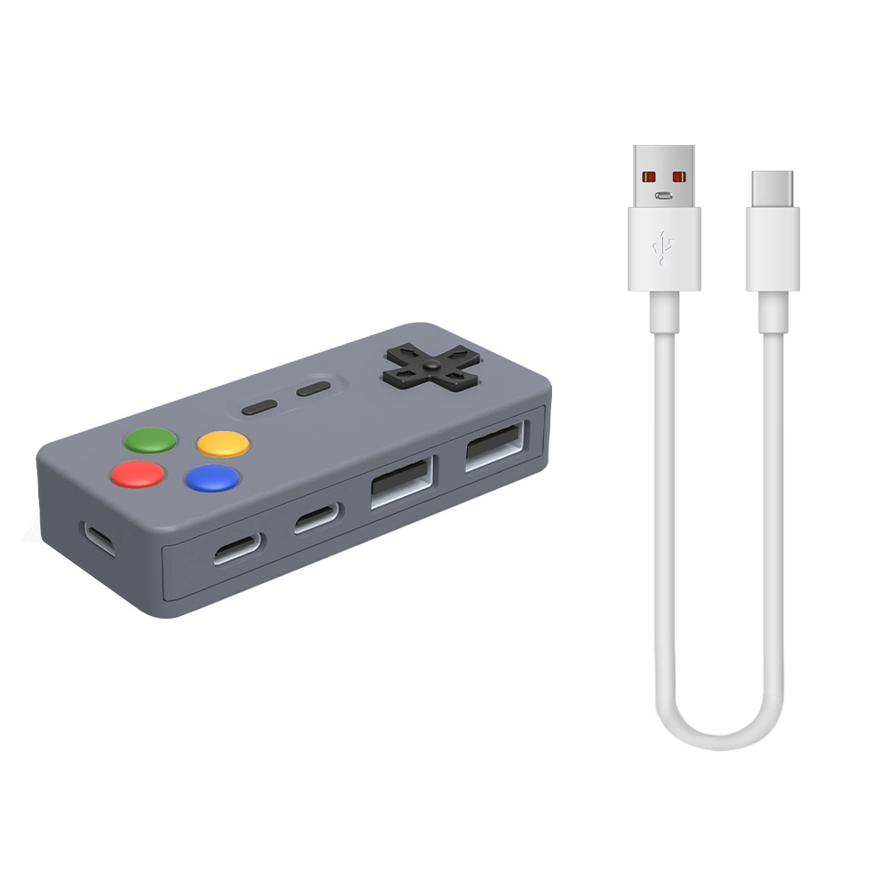 Cartoon Game Hub 4-in-1 Multi-port Expansion Mouse Keyboard U Disk Converter Connector