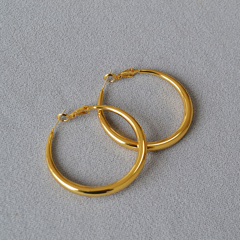 Round hoop earrings, plain circle, 925 silver pin, commuting earrings for women, oversized ear drops