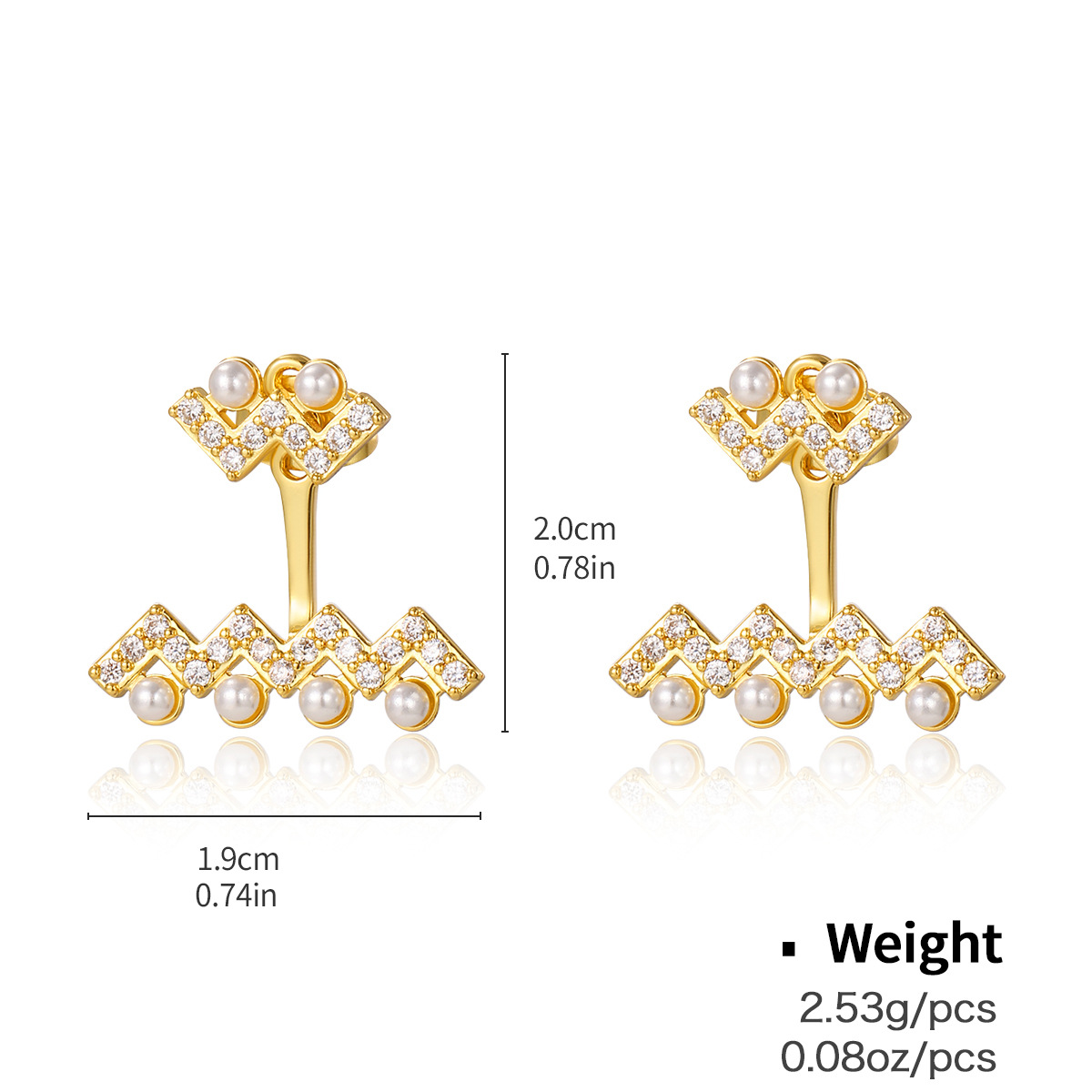Kenjie copper zircon gold-plated silver needle earrings quality heart geometric earring treatment