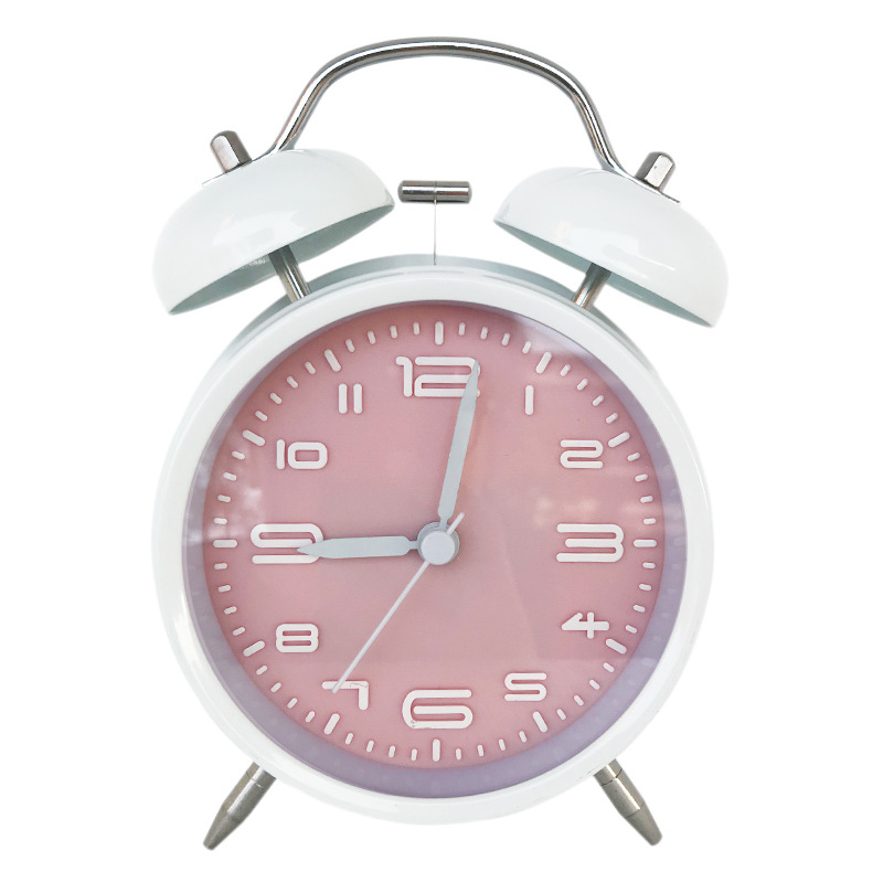 4-Inch Metal Bell Alarm Clock Ultra-Silent 3D Digital Scale Colorful Large Alarm Clock
