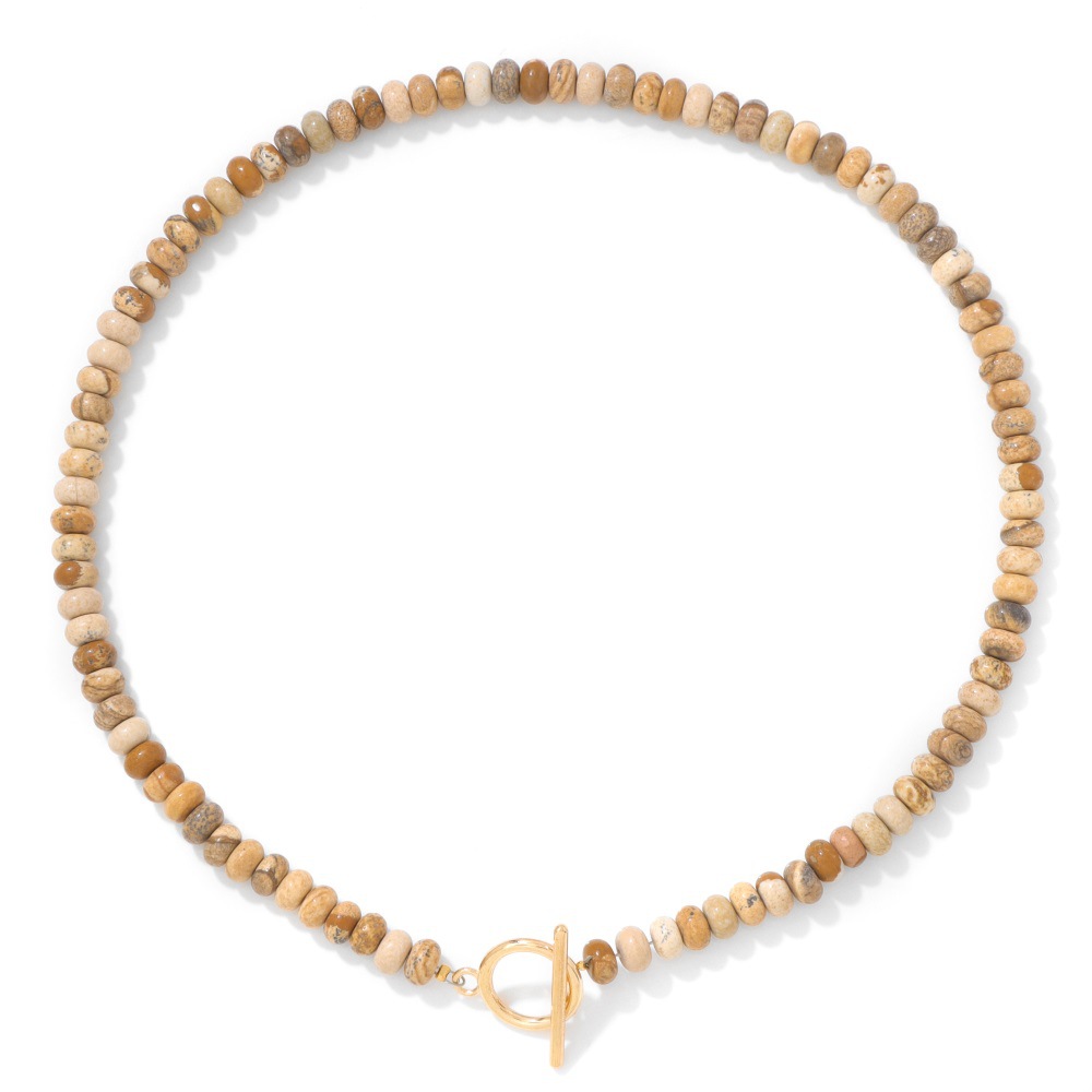 4*6 Abacus Bead Stone Beaded Necklace Women KC Gold OT Clavicle Chain Accessory