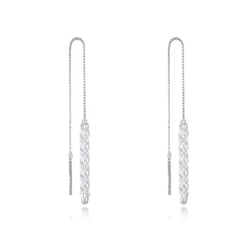 Round Face Ear Chain for Women Long Snake Bone Chain Tassel Earrings