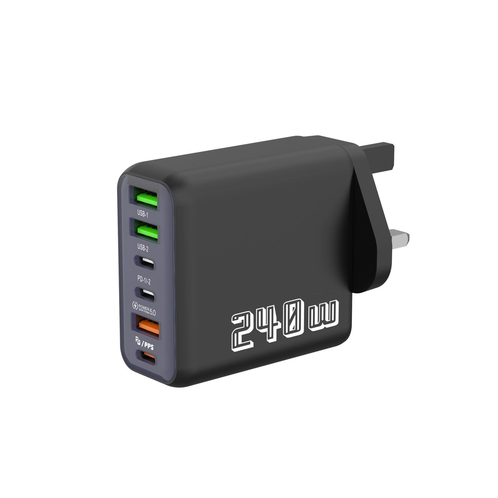 New 240W Multi-Port Charger PD Fast Charge qc3.0 Charging Head 3USB+3PD UK Plug 5V4A