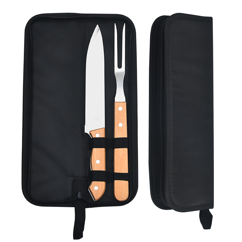 Wooden Handle BBQ Tools Outdoor Camping Home BBQ Set Fork Spatula Tongs BBQ Meat Set Combination Tool