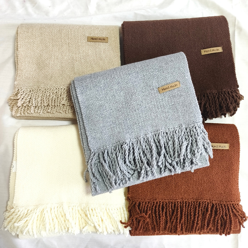 Autumn and winter tassel knitted scarf warm student instant noodle scarf