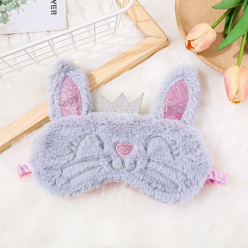 New cartoon cute plush eye care sleep eye mask, cute cat anime design, ice compress eye mask
