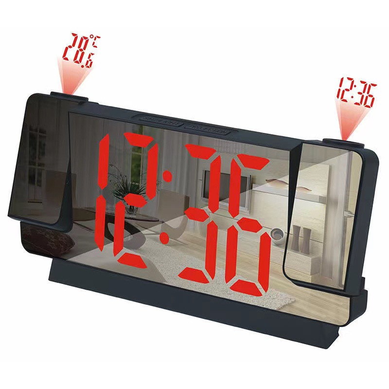 New Mirror Projection Alarm Clock Large Screen Display Silent Snooze Electronic Clock Multifunctional Smart Digital Glow Desk Clock