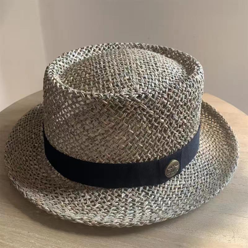 Straw Hat Summer Hollow Sun Hat Handmade Straw Outdoor Shaped Fedora Octagonal Hat
