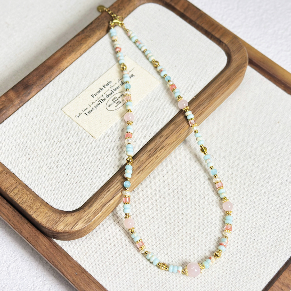 Colorful Beaded Natural Stone Freshwater Pearl Necklace Exquisite Collarbone Chain Necklace Women