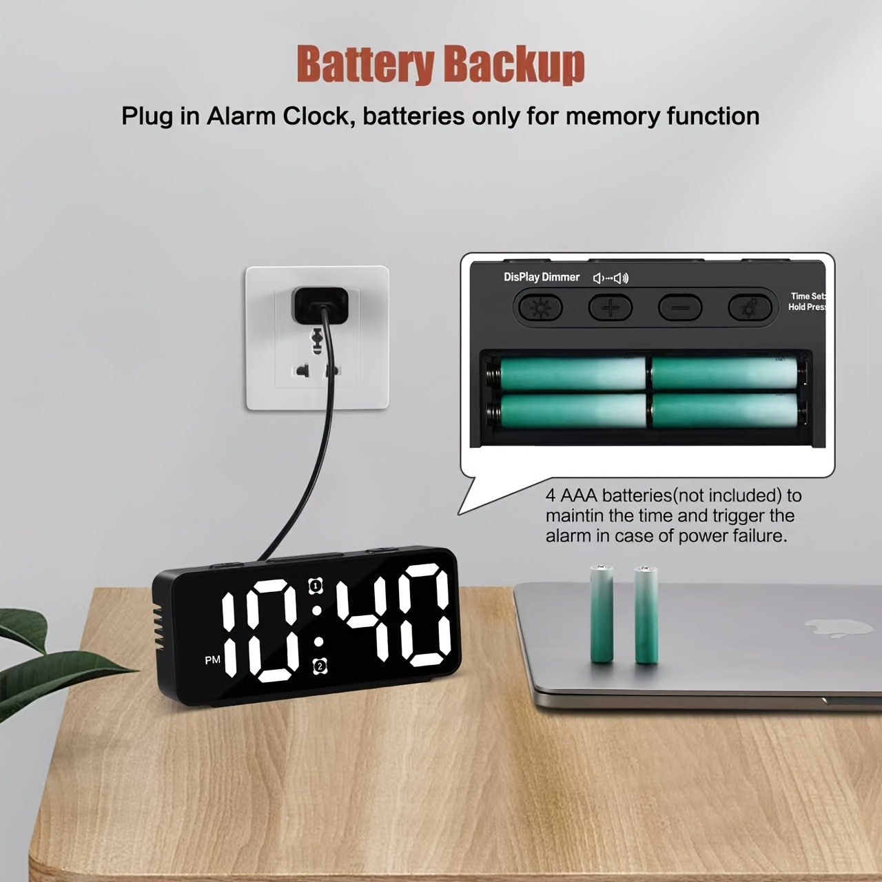 2024 RGB mirror 15 color screen color changing large sound large character alarm clock